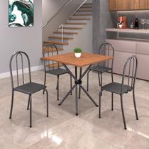Conjunto de Mesa Tubular 70cm x 70cm Tampo em MDF com 4 Cadeiras Ane B Prata/Preto/Martelado Conjunto de Mesa Tubular 70cm x 70cm Tampo em MDF com 4 Cadeiras Ane B Prata/Preto/Martelado