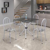 Conjunto de Mesa Tubular 70x70cm Tampo em Ardósia com 4 Cadeiras Ane B