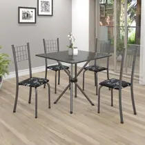 Conjunto de Mesa Tubular 70x70cm Tampo em Ardósia com 4 Cadeiras Dany Conjunto de Mesa Tubular 70x70cm Tampo em Ardósia com 4 Cadeiras Dany