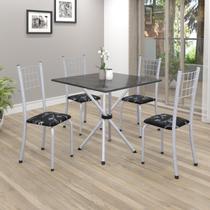 Conjunto de Mesa Tubular 70x70cm Tampo em Ardósia com 4 Cadeiras Dany Conjunto de Mesa Tubular 70x70cm Tampo em Ardósia com 4 Cadeiras Dany