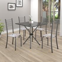 Conjunto de Mesa Tubular 70x70cm Tampo em Ardósia com 4 Cadeiras Dany Conjunto de Mesa Tubular 70x70cm Tampo em Ardósia com 4 Cadeiras Dany