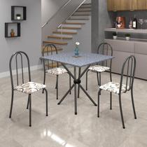 Conjunto de Mesa Tubular 70x70cm Tampo em Granito com 4 Cadeiras Ane B