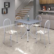 Conjunto de Mesa Tubular 70x70cm Tampo em Granito com 4 Cadeiras Ane B