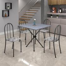 Conjunto de Mesa Tubular 70x70cm Tampo em Granito com 4 Cadeiras Ane B