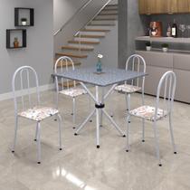 Conjunto de Mesa Tubular 70x70cm Tampo em Granito Ocre com 4 Cadeiras Ane B