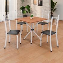 Conjunto de Mesa Tubular 70x70cm Tampo em Mdf 4 Cadeiras Sara