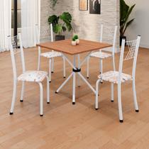 Conjunto de Mesa Tubular 70x70cm Tampo em Mdf 4 Cadeiras Sara