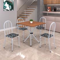 Conjunto de Mesa Tubular 70x70cm Tampo em MDF com 4 Cadeiras Ane B Branco/Preto Conjunto de Mesa Tubular 70x70cm Tampo em MDF com 4 Cadeiras Ane B Branco/Preto