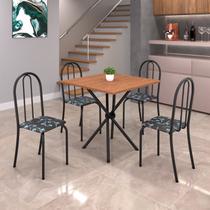 Conjunto de Mesa Tubular 70x70cm Tampo em Mdf com 4 Cadeiras Ane B
