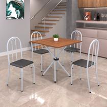 Conjunto de Mesa Tubular 70x70cm Tampo em Mdf com 4 Cadeiras Ane B