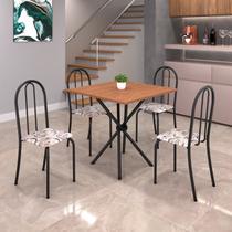 Conjunto de Mesa Tubular 70x70cm Tampo em Mdf com 4 Cadeiras Ane B