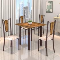 Conjunto de Mesa Tubular 75x75cm Tampo de Madeira com 4 Cadeiras Júlia Conjunto de Mesa Tubular 75x75cm Tampo de Madeira com 4 Cadeiras Júlia