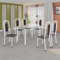 Conjunto de Mesa Tubular com 6 Cadeiras Lara Branco/Preto Conjunto de Mesa Tubular com 6 Cadeiras Lara Branco/Preto