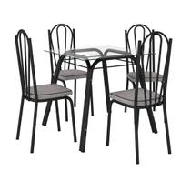 Conjunto De Mesa Tubular Lotus SF Preto Vidro Incolor De 75 cm Com 4 Cadeiras 121 Preto Assento Platina Artefamol Conjunto De Mesa Tubular Lotus SF Preto Vidro Incolor De 75 cm Com 4 Cadeiras 121 Preto Assento Platina Artefamol