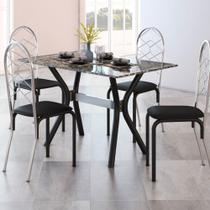 Conjunto de Mesa Viena 120x75cm com 4 Cadeiras Atenas Cromado e Tampo de Granito Tubform