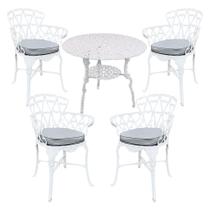 Conjunto de Mesa Viena 4 Cadeiras com Almofadas para Jardim Piscina Área Externa