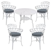 Conjunto de Mesa Viena 80cm com 4 Cadeiras e Almofadas para Jardim, Piscina e Área Externa