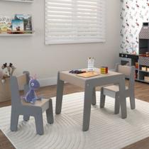 Conjunto de Mesa Yasmin Infantil com 2 Cadeiras Cinza Connect Conjunto de Mesa Yasmin Infantil com 2 Cadeiras Cinza Connect