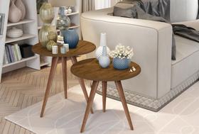 Conjunto de Mesas Centro e Lateral Isa Amadeirado - RM