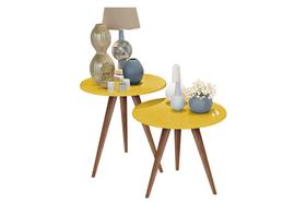 Conjunto de Mesas Centro e Lateral Isa Amarelo