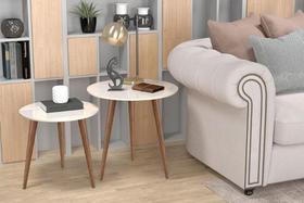 Conjunto de Mesas de Apoio e Lateral Teles Off White Conjunto de Mesas de Apoio e Lateral Teles Off White