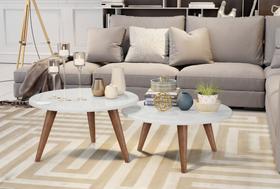 Conjunto de Mesas de Centro Ísis Branco Conjunto de Mesas de Centro Ísis Branco