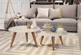 Conjunto de Mesas de Centro Ísis Off White Conjunto de Mesas de Centro Ísis Off White