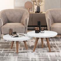 Conjunto De Mesas De Centro Luma Redondas Tripé Pés Palito Decorativas JM3 MÓVEIS Conjunto De Mesas De Centro Luma Redondas Tripé Pés Palito Decorativas JM3 MÓVEIS