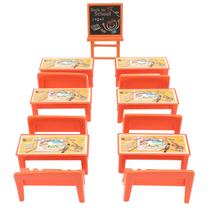 Conjunto de mesas e cadeiras Mini Classroom Scene Doll Locker Conjunto de mesas e cadeiras Mini Classroom Scene Doll Locker