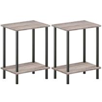 Conjunto de mesas finais HOOBRO BG09BZP201 com prateleiras de armazenamento de 2 camadas