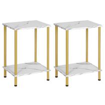 Conjunto de mesas finais HOOBRO DM09BZP201 com prateleiras de armazenamento de 2 camadas