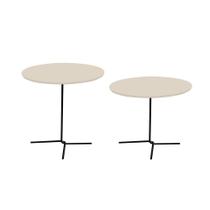 Conjunto de Mesas Laterais 60cm e 50cm Veneza Off White Base Em Ferro Tampo Em MDF Industrial Conjunto de Mesas Laterais 60cm e 50cm Veneza Off White Base Em Ferro Tampo Em MDF Industrial