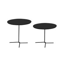 Conjunto de Mesas Laterais 60cm e 50cm Veneza Preto Base Em Ferro Tampo Em MDF Industrial Conjunto de Mesas Laterais 60cm e 50cm Veneza Preto Base Em Ferro Tampo Em MDF Industrial
