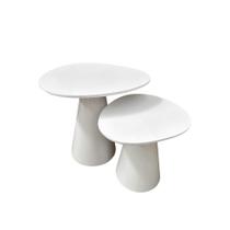 Conjunto De Mesas Laterais Cone Organica 51cm E 41cm Laca Branca Conjunto De Mesas Laterais Cone Organica 51cm E 41cm Laca Branca