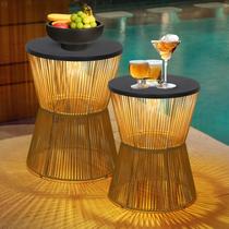 Conjunto de Mesas Laterais Externas HMVPL de Rattan Solar 35x48 cm 31x42 cm