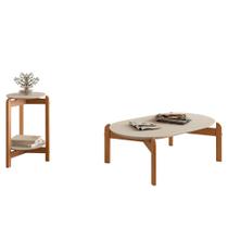 Conjunto de Mesas Lizz Lateral Redonda e Oblonga - Casa D Conjunto de Mesas Lizz Lateral Redonda e Oblonga - Casa D