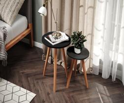 Conjunto de Mesas Redonda Tabriz Preto Móvel P/ Sala Quarto Conjunto de Mesas Redonda Tabriz Preto Móvel P/ Sala Quarto