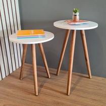 Conjunto de Mesinhas Canto E Apoio Pe Palito Decorativa