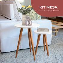 Conjunto de Mesinhas Canto E Apoio Pe Palito Decorativa