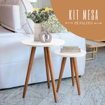 Conjunto de Mesinhas Canto E Apoio Pe Palito Decorativa