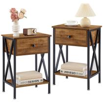 Conjunto de Mesitas de Noche VECELO Modernas con Cajón Conjunto de Mesitas de Noche VECELO Modernas con Cajón