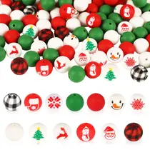 Conjunto de miçangas de silicone Sanglow Christmas 136 unidades com miçangas de 15 mm