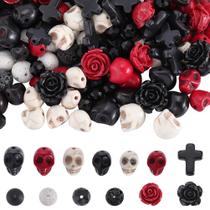 Conjunto de miçangas SUNNYCLUE Halloween Skull Lava Rock Turquesa