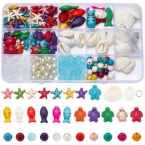 Conjunto de miçangas SUNNYCLUE, mais de 200 unidades Turtle Starfish Fish Shell Charms