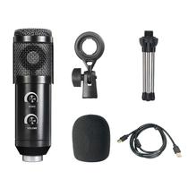 Conjunto de Microfone Condensador K2 com Tampa Protetora USB para Gravação e Karaokê