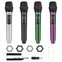 Conjunto de microfone sem fio Talomen, pacote com 4, 4, com receptor de 160 pés