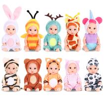 Conjunto de Mini Bonecas Bebê Vueos 10 Peças Realistas com Roupas 11 cm