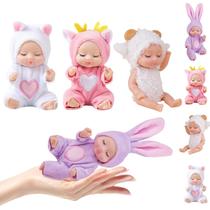 Conjunto de Mini Bonecas Bebê Xadothat 4 Peças com Roupas de Animais 10 cm Conjunto de Mini Bonecas Bebê Xadothat 4 Peças com Roupas de Animais 10 cm