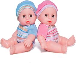 Conjunto de Mini Bonecas Gêmeas de Pretexto - 7,5 Polegadas Cute Baby Boy and Girl Doll Set - Melhor Presente para Meninas Bebês e Crianças
