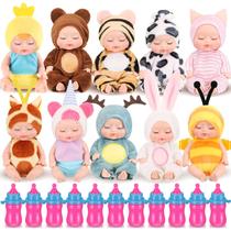 Conjunto de mini bonecas Retrowavy, 10 unidades com roupas e mamadeiras de 10 cm